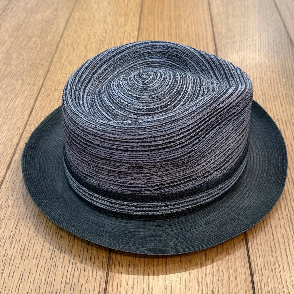 Stefeno Black Paul Straw Fedora Hat 7 1/4